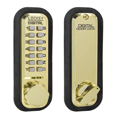 Mechanical Keyless Deadbolt, Single Sided, 2210, Bright Brass